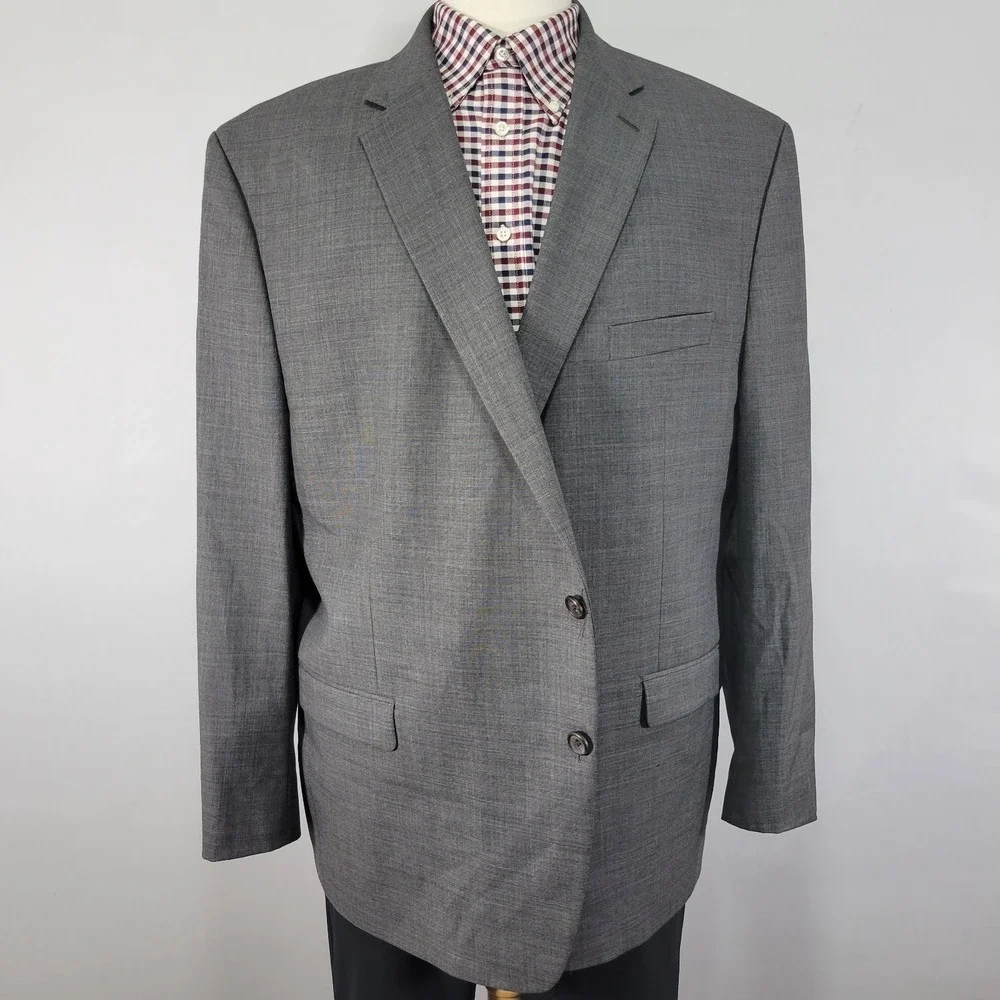 Lauren Ralph Lauren Men's Sport Coat Blazer Two Button Gray Sharkskin‎ Wool 50R